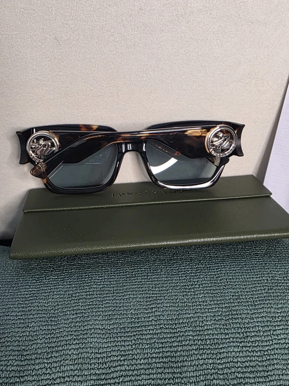 New Longchamp Tortoiseshell Square Sunglasses with Dark Lenses LO735S 230